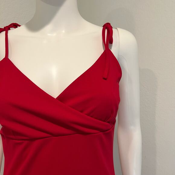 Vintage Express 90s Red Slinky Ruffle Hem Date Night Dress, Sz 5/6 S - Picture 5 of 6